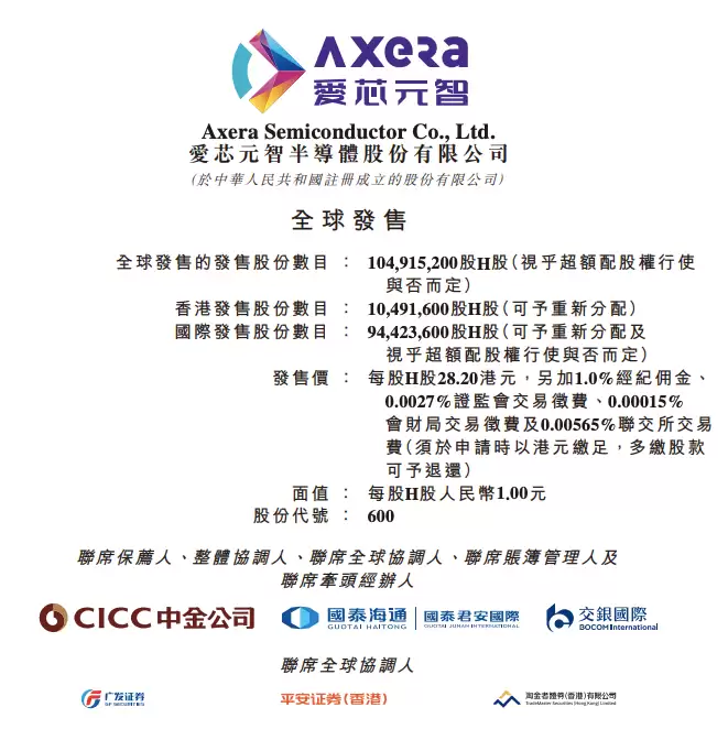 爱芯元智启动H股全球发售,拟于2026年2月10日登陆港交所主板