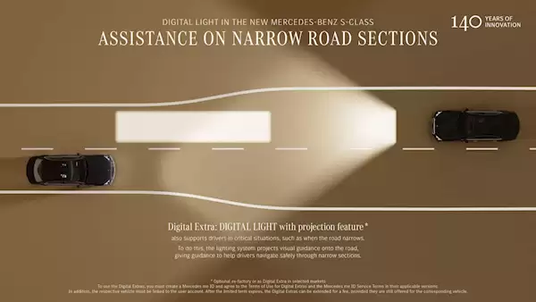 新款奔驰S级车灯搭载5万颗LED:照射距离605米 照明区域提升40%