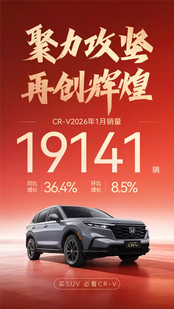 日系车依旧有人爱 东风本田1月卖31377台：CR-V占比超一半