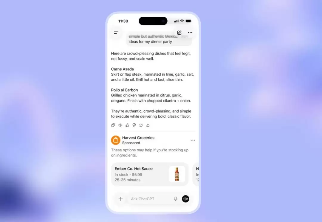 OpenAI在美国推广广告测试:免费与Go用户可见,严守隐私与内容中立