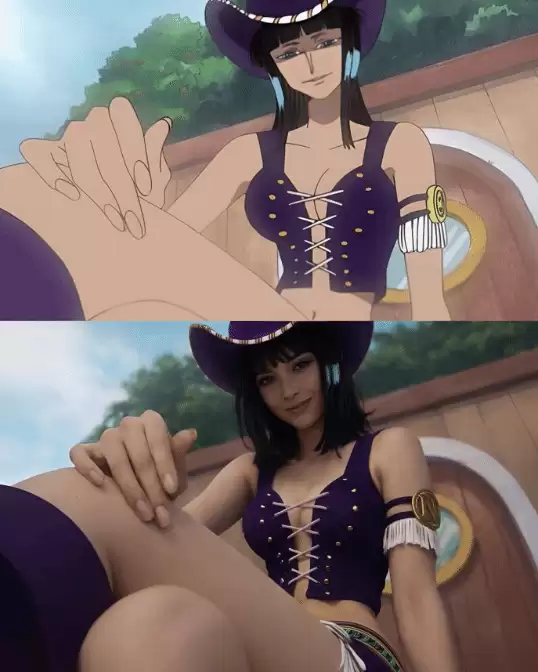 这才是真人版!网友用AI还原《海贼王》罗宾上船名场面