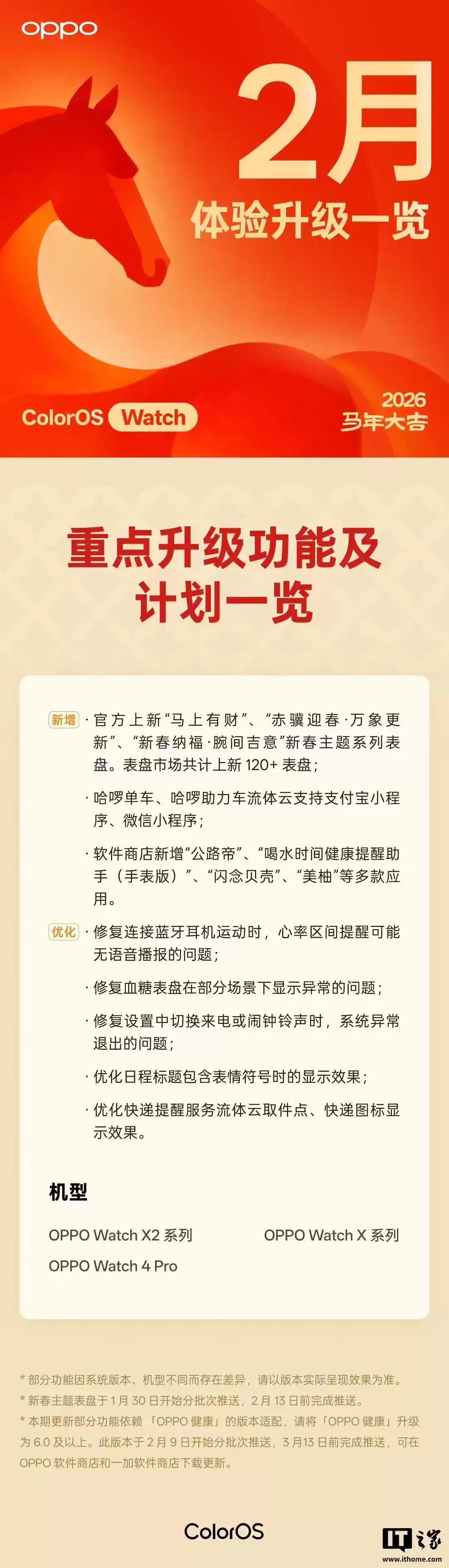 ColorOS Watch春节升级体验开推,OPPO手表上新春主题表盘等