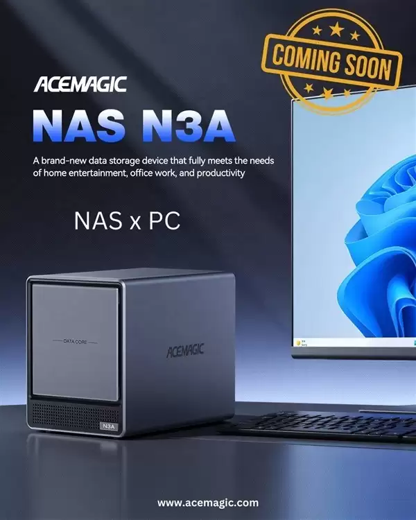 阿迈奇2026年推紧凑型NAS N3A:AMD锐龙7+双万兆+四盘位
