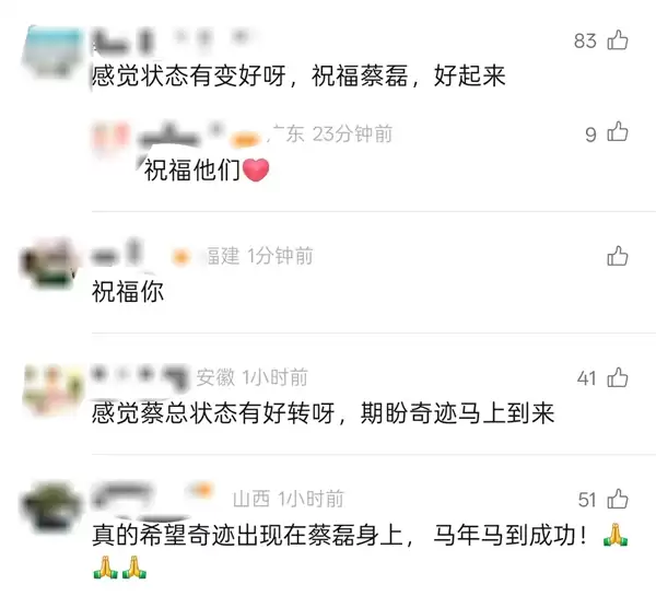 蔡磊一家三口发拜年视频 网友:看着状态有好转 希望奇迹发生