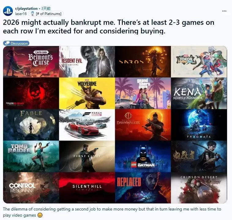 2026年大作井喷引发玩家预算与时间双重危机