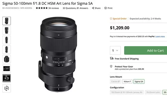 适马或发布无反版“50-100mm F1.8”镜头