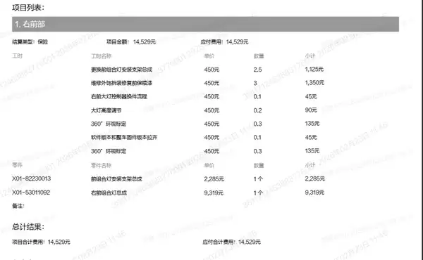 14529元 理想L8更换右前大灯花费曝光:比奥迪便宜多了!