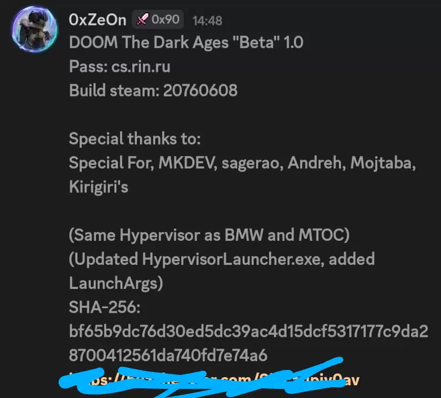 0xZe0n突破毁灭战士:黑暗时代D加密并发售Beta 1.0工具