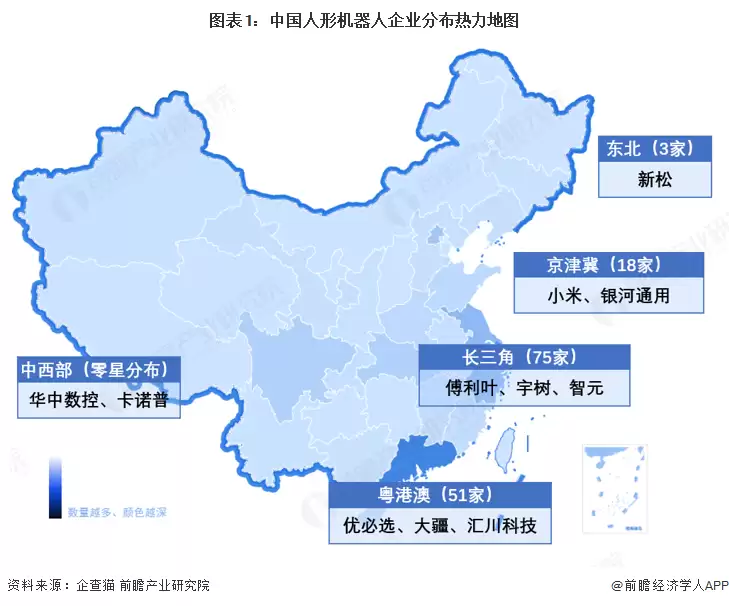 图1：中国人形机器人企业分布热力地图