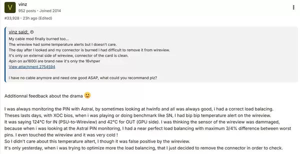 RTX 5090暴力改装2000W 124℃报警无视！惨遭烧毁