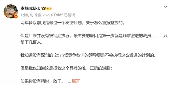 李楠谈2年前重振魅族失败：非常激进的裁员！