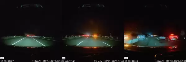 凌晨三点的高速公路 司机听到预警后紧急减速 死里逃生