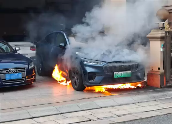 别壁车库一台福特电马起火燃烧 差点殃及保时捷TruboS和奔驰V级