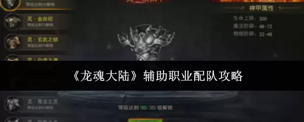 《龙魂大陆》辅助职业配队攻略