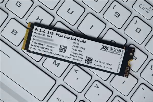 长江存储首款商用PCIe 5.0 SSD!PC550 1TB图赏