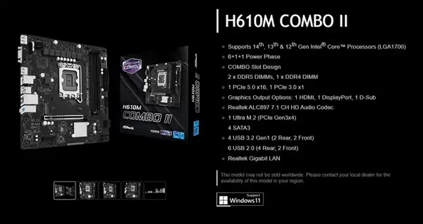 华擎再出妖板H610M COMBO II:单槽DDR4+双槽DDR5、定位入门级