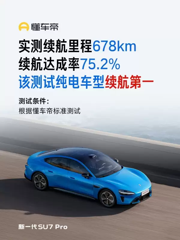 三大媒体实测：小米新SU7 Pro续航达892km 纯电车型第一！