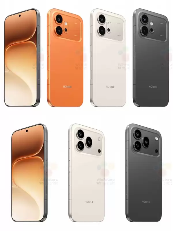 荣耀600系列来了:横向大矩阵镜头+橙色机身 果味拉满