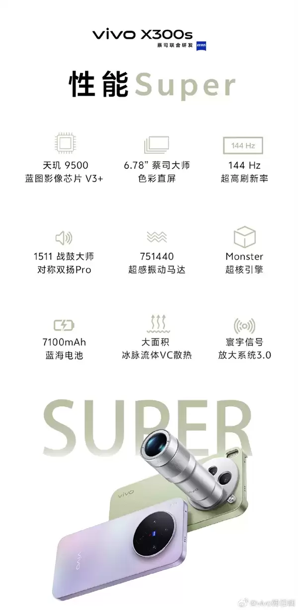 vivo X300 Ultra/X300s今天正式发布 一图提前了解影像、配置关键参数