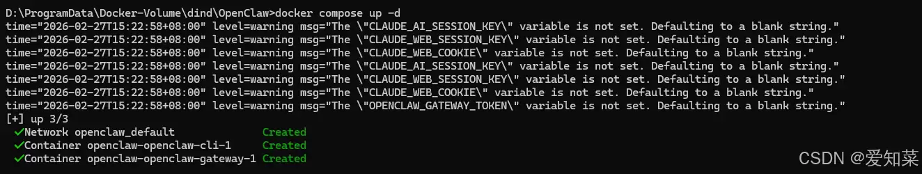启动容器成功示意