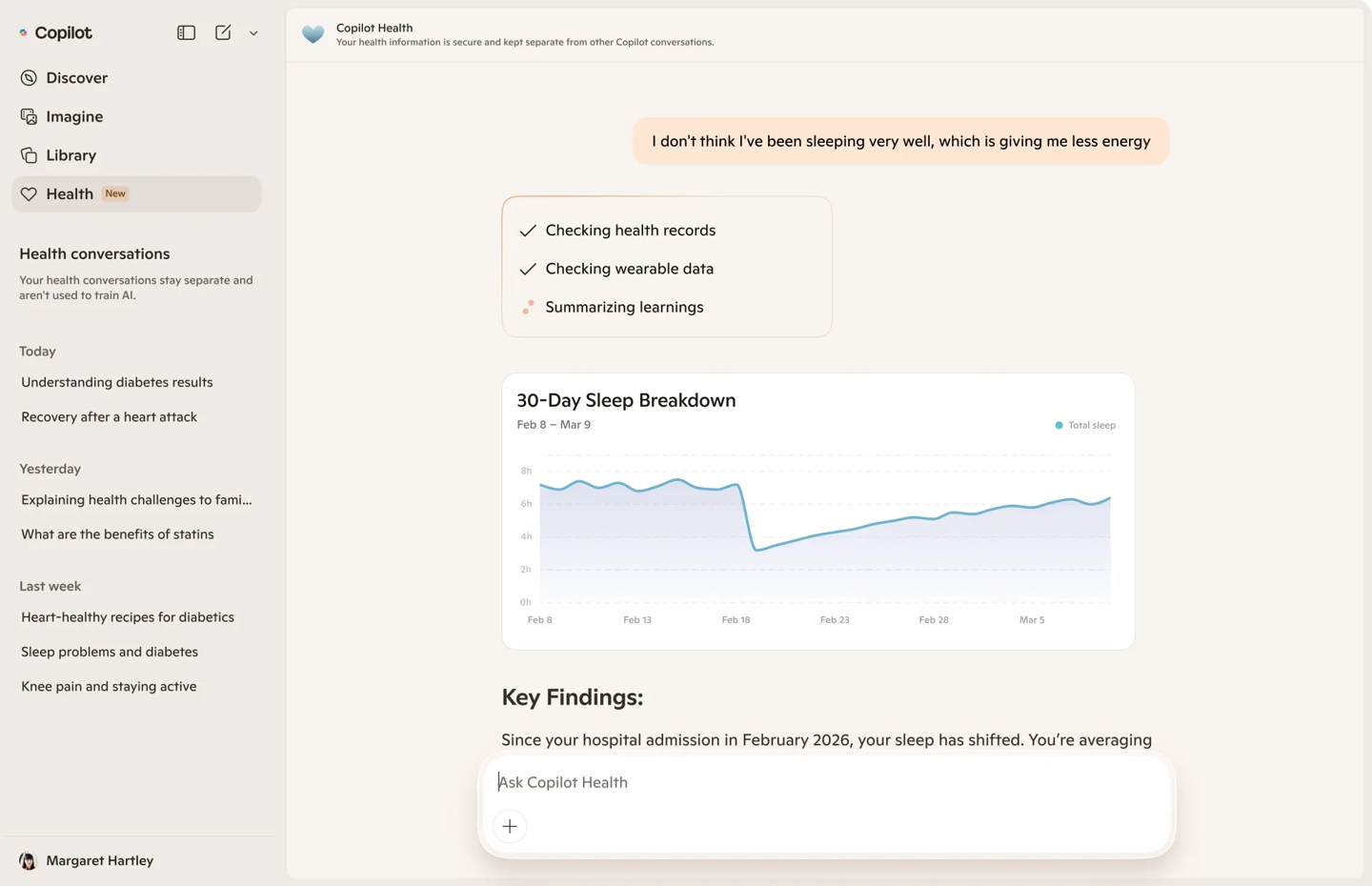 微软推出 AI 健康平台 Copilot Health：能查化验结果、找医生，还能答疑