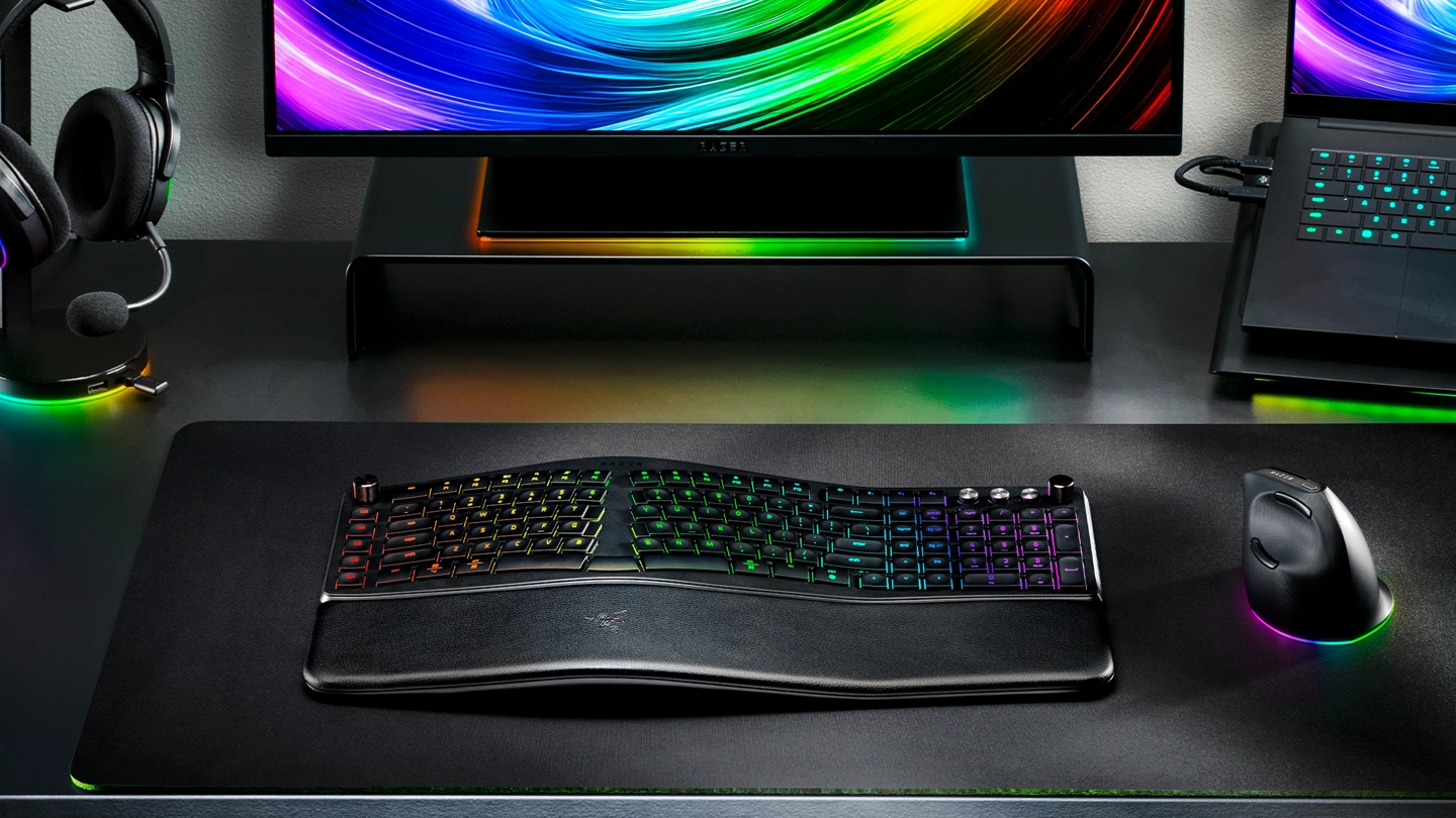 1499 元：雷蛇推出 Alice 全配列人体工学键盘 Razer Pro Type Ergo，集成腕托