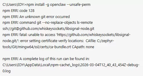 尝试使用unsafe-perm参数安装