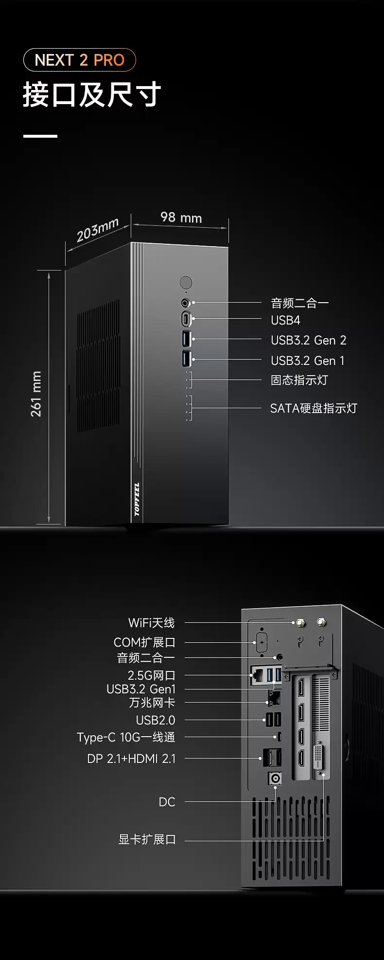 极夜 Next 2 迷你主机发售：R7 H255 准系统 2999 元，支持独显 + 双网口