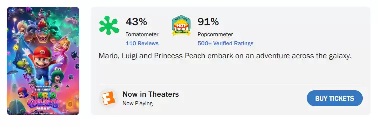 《超级马里奥银河》大电影大观众评分91%：情怀满分 沉浸其中！