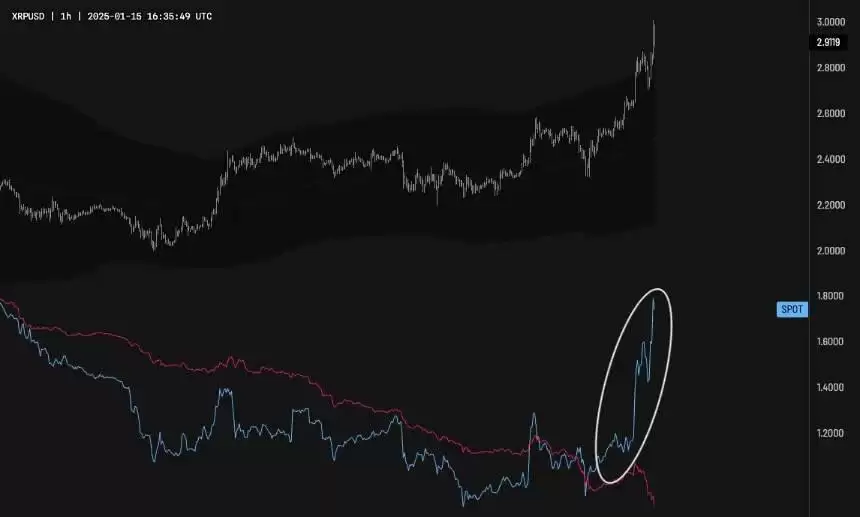 现货买盘推动XRP健康上涨示意图