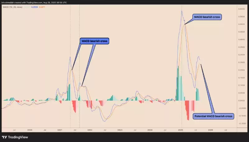 XRP周线MACD指标死叉预警