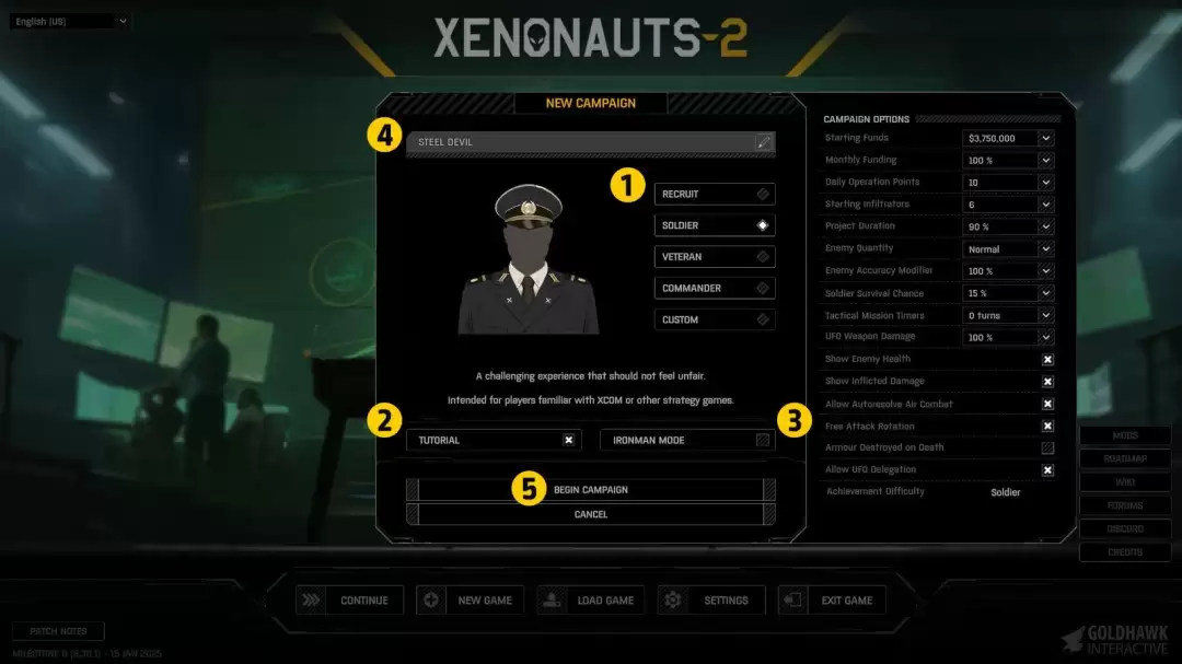 《异种航员2》主菜单活动设置介绍