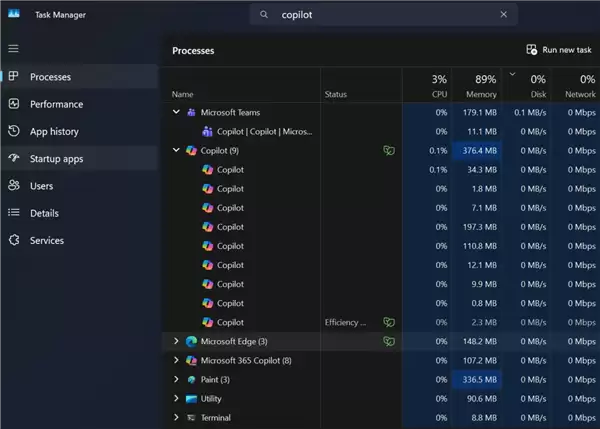 Win11的AI应用Copilot升级:自带edge浏览器 内存占用暴增10倍