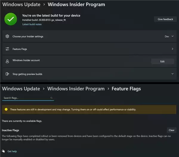 微软为Win11开发功能标识实验界面，用户可自主管理隐藏特性
