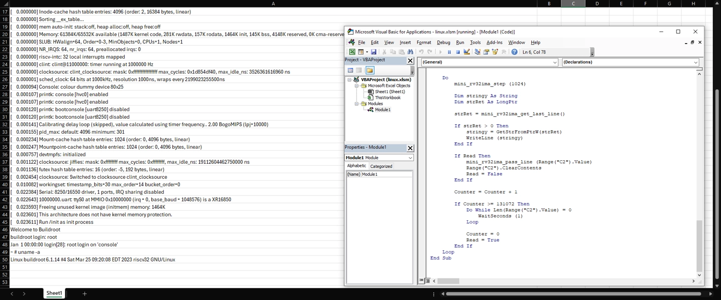 开发者成功在Excel 表格中“运行 Linux”