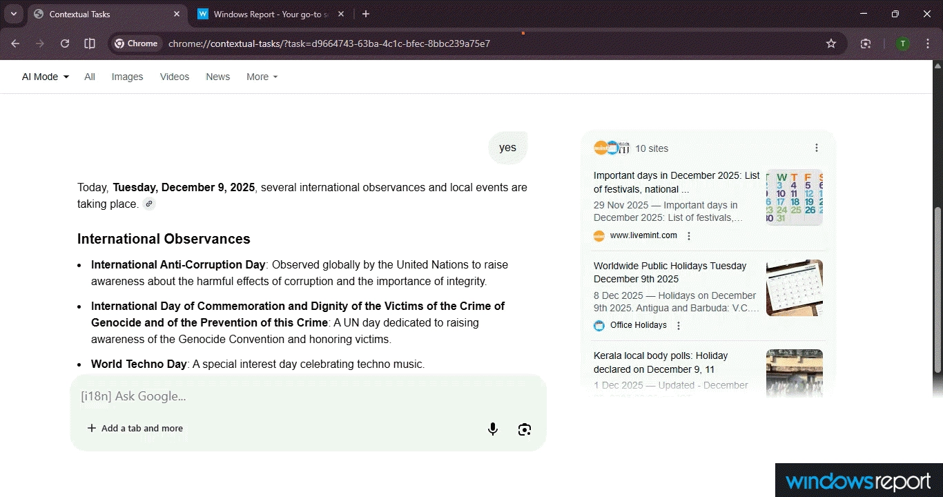 谷歌 Chrome 浏览器测试全新 AI 模式：原生标签页运行