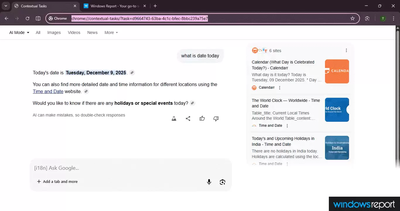 谷歌 Chrome 浏览器测试全新 AI 模式：原生标签页运行