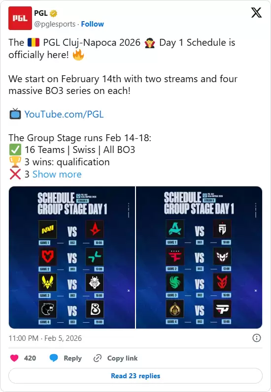 PGL克卢日-纳波卡首轮:Vitality对阵G2,MOUZ迎战PV PGL克卢日-纳波卡首轮:Vitality对阵G2,MOUZ迎战PV