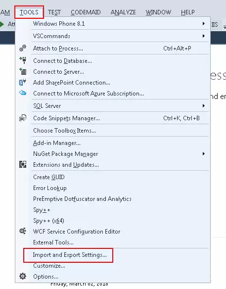 VS2013环境配置数据怎么导出