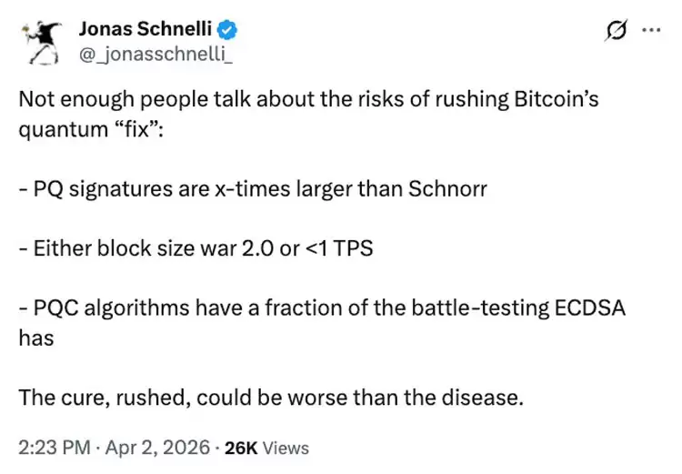 萨姆森·莫:比特币莫急量子修正