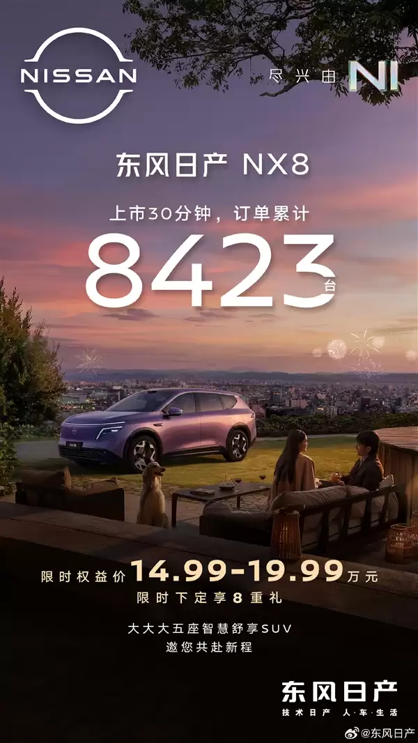 发布会15分钟出价格效果显著！东风日产NX8半小时订单超8400台