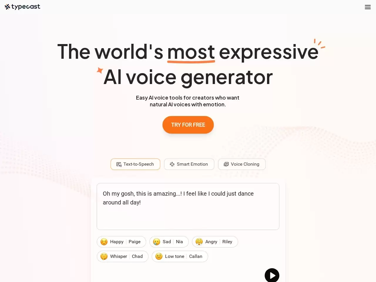 Typecast-Typecast.ai是一个人工智能语音合成工具
