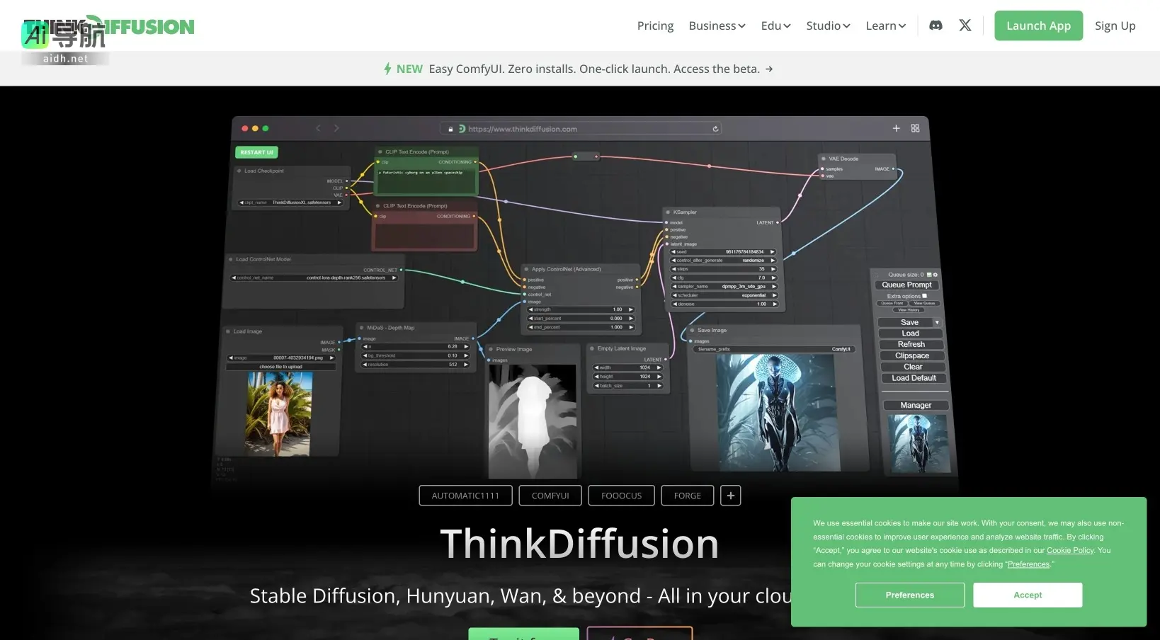 ThinkDiffusion 提供无缝的云端AI艺术创作平台，助力用户轻松实现创意与生产力提升