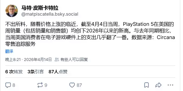 4月初美国PS5销量来到年度最高 在涨价前争相抢购