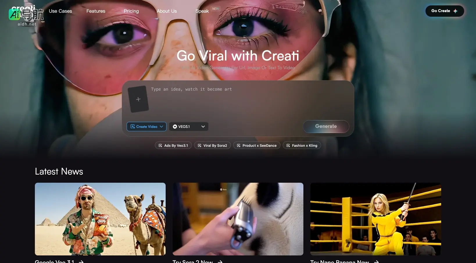 Creati Studio 提供AI视频生成工具，帮助用户轻松制作高质量、引人注目的社交媒体内容