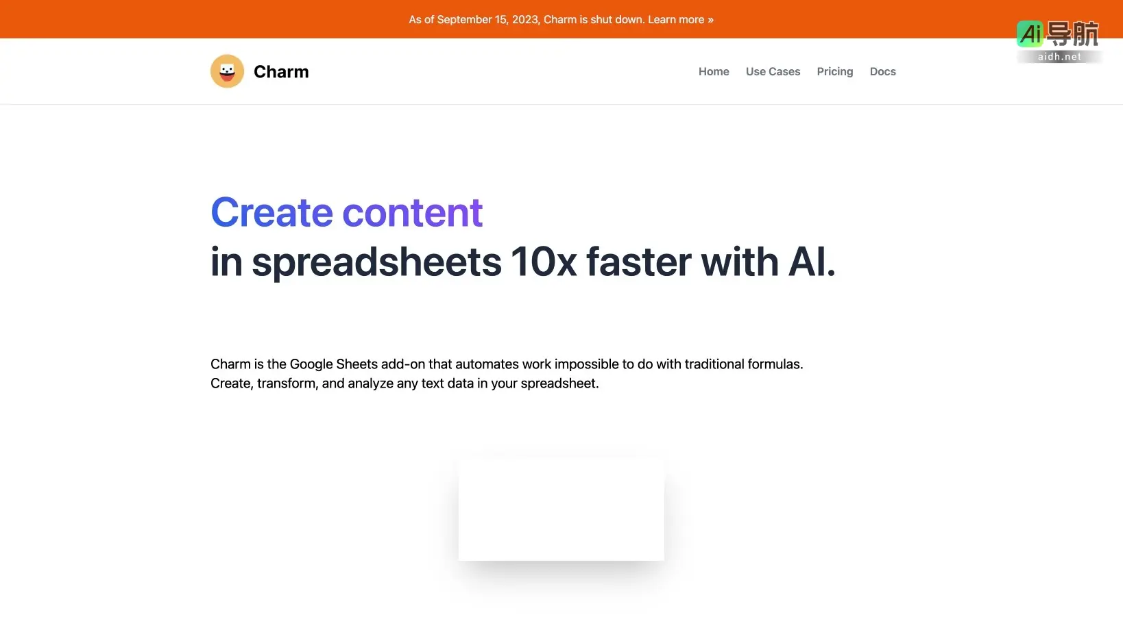 Charm 是一个Google Sheets插件，通过AI自动化数据处理与内容生成，提升工作效率