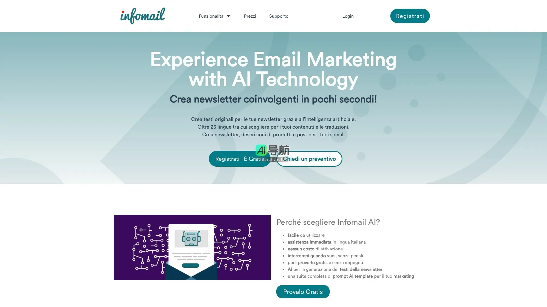 Infomail 提供基于 AI 的邮件营销解决方案，帮助用户快速创建吸引人的新闻通讯