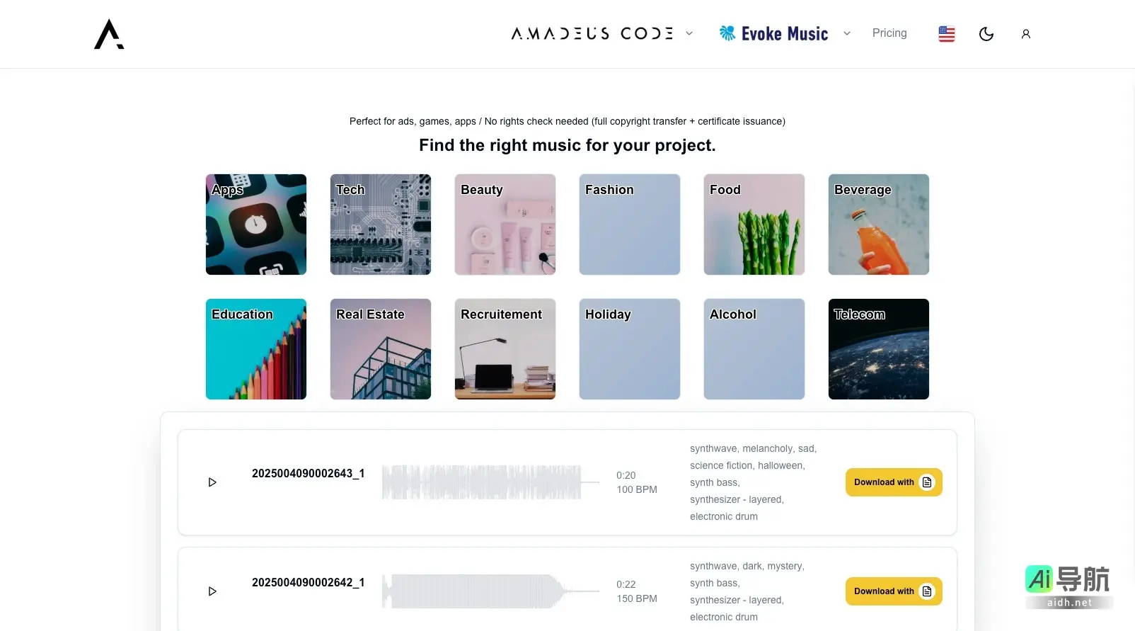Amadeus Code 提供无版权音乐，助力创意项目的音效需求