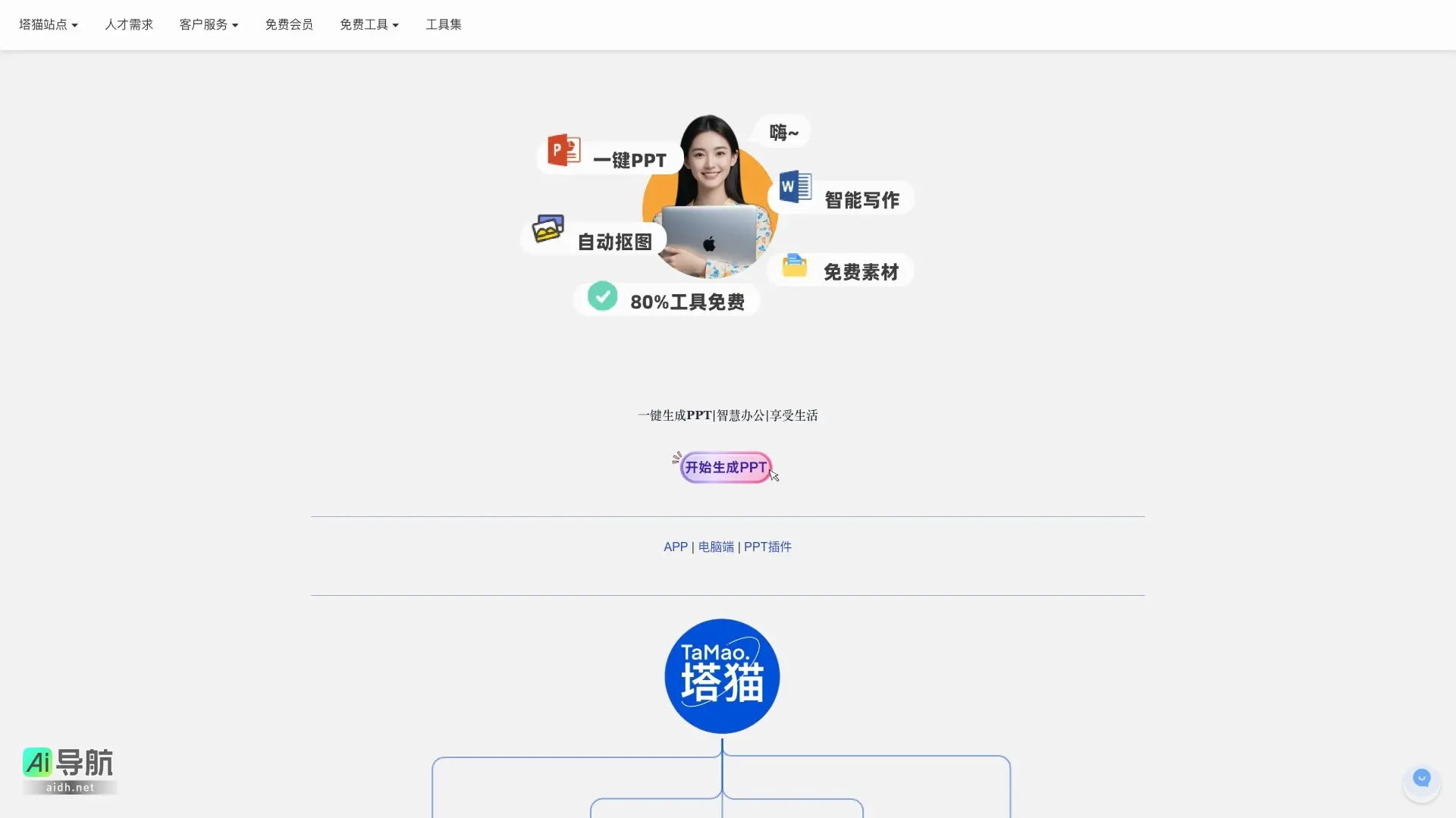 塔猫ChatPPT 通过AI一键生成PPT，助力用户高效办公、轻松生活