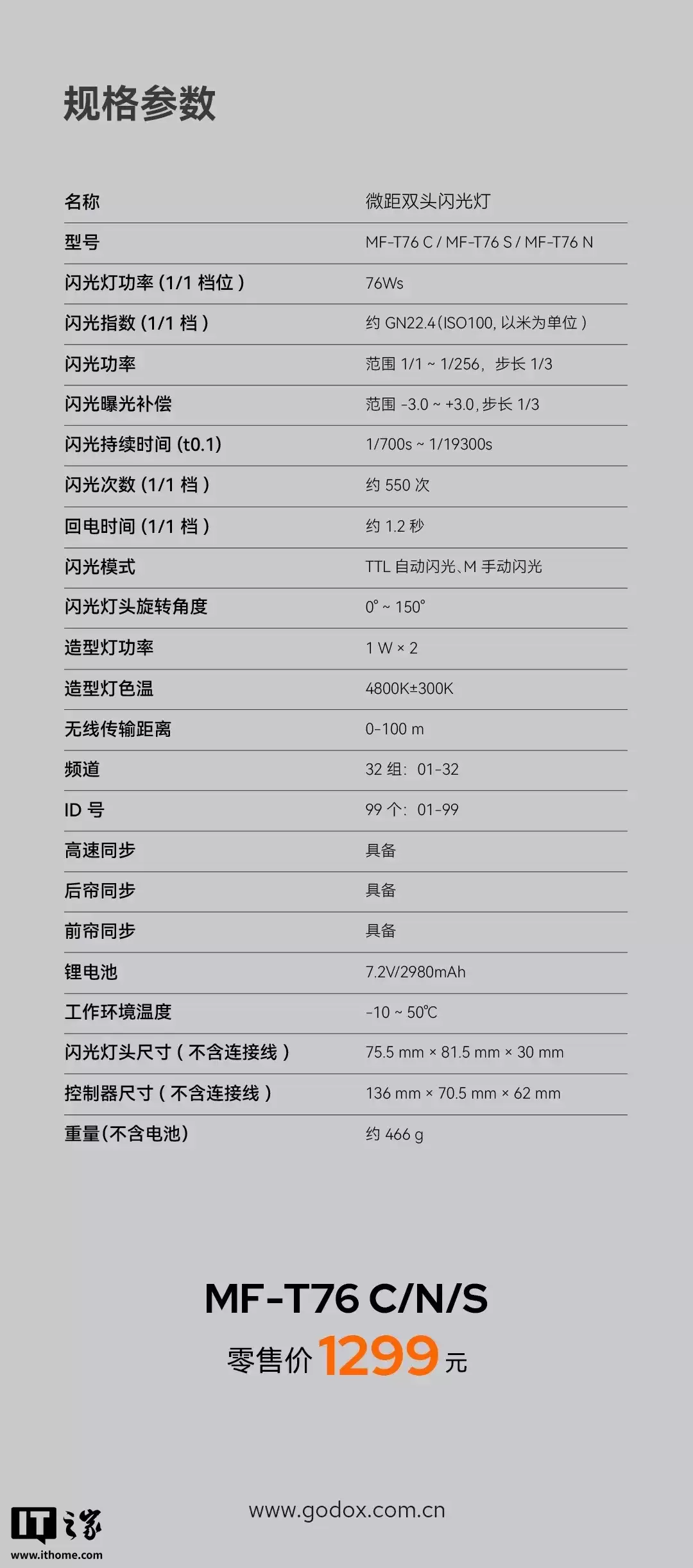 神牛MF-T76微距双头闪光灯开售：TTL自动闪光、1.2s高速回电，1299元